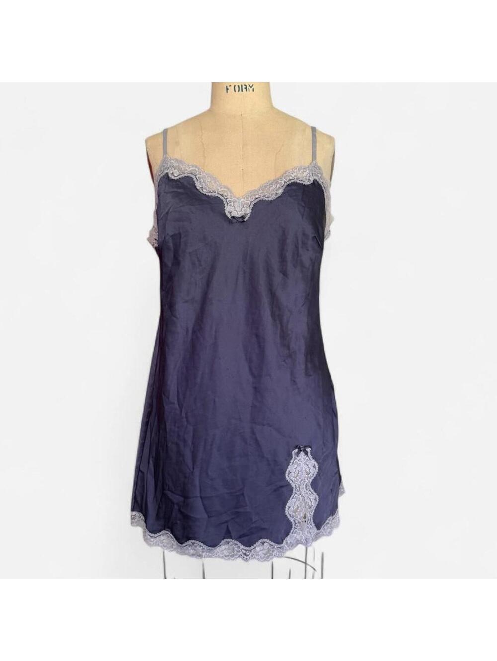 Victoria's Secret Minimalist Purle Satin Lace Slip Dress